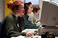 Telefonistin im Callcenter